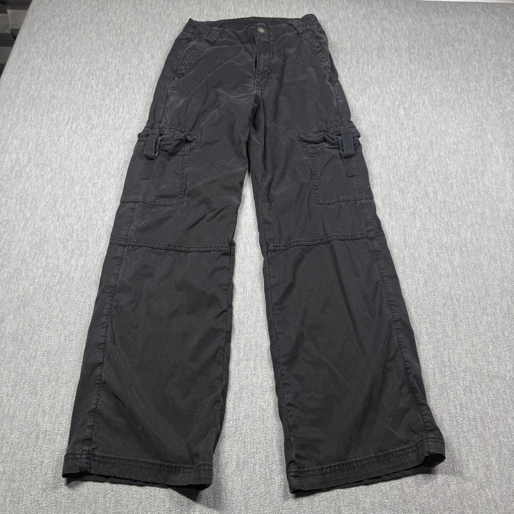 American Eagle Cargo Pants Womens 00 Gray Super High Rise Baggy Wide Leg Y2k